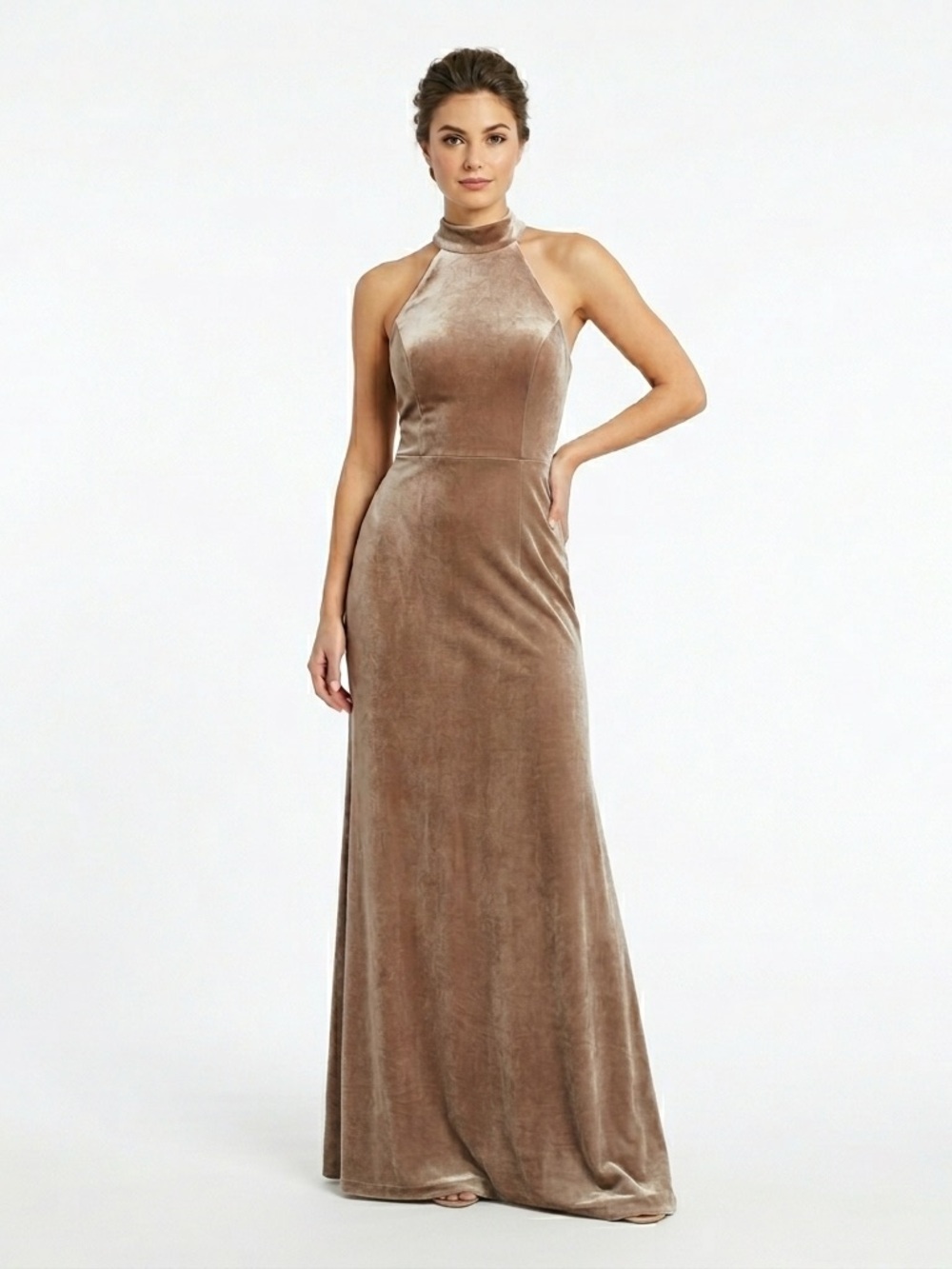 Revelry Women’s Fallon Velvet Bridesmaid Dress Champagne Size 4